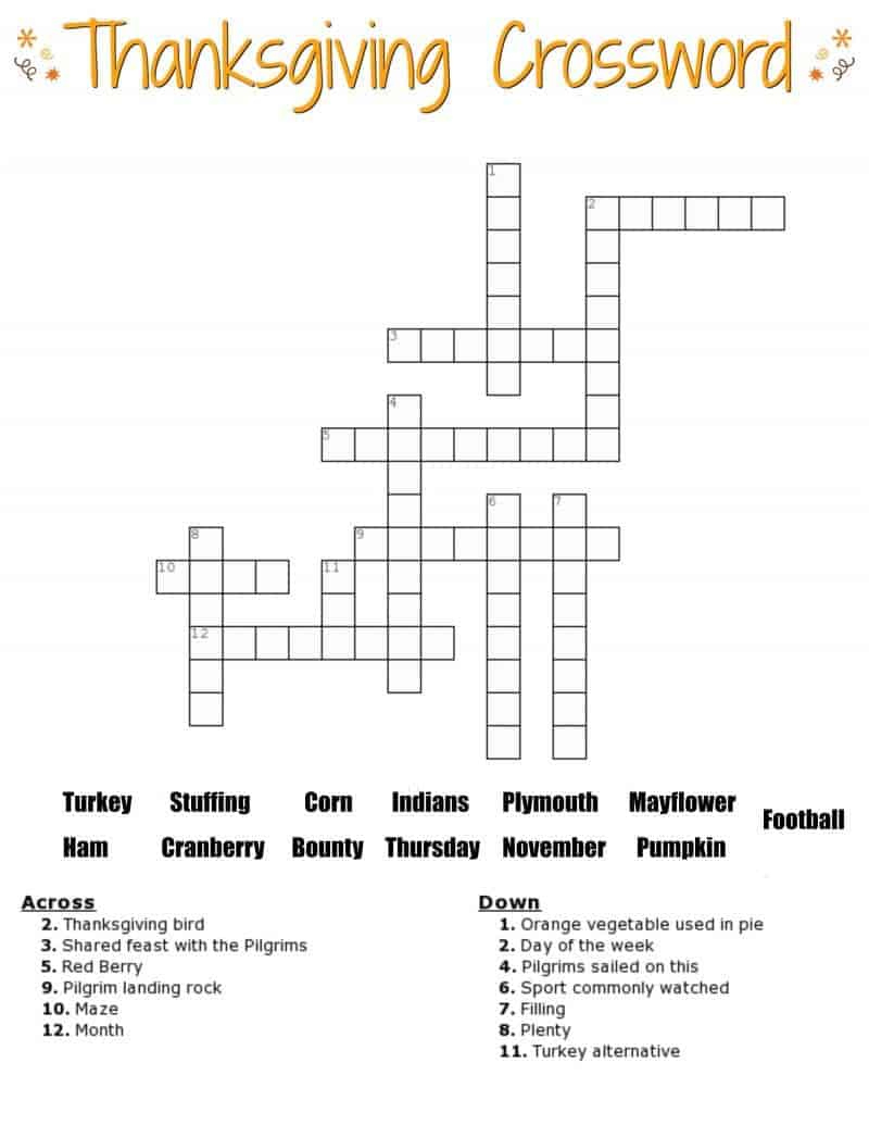 thanksgiving crossword puzzle free printable for kids or adults for thanksgiving crossword puzzle with word bank Thanksgiving Crossword Puzzle Free Printable For Kids Or Adults for Thanksgiving Crossword Puzzle With Word Bank