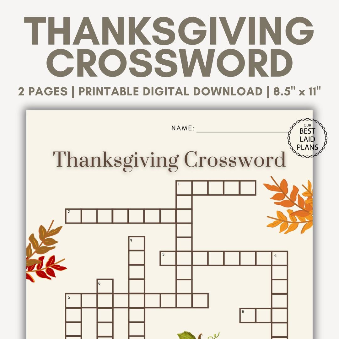Thanksgiving Crossword Puzzle, Thanksgiving Crossword Printable with regard to Fun Thanksgiving Crossword Puzzles