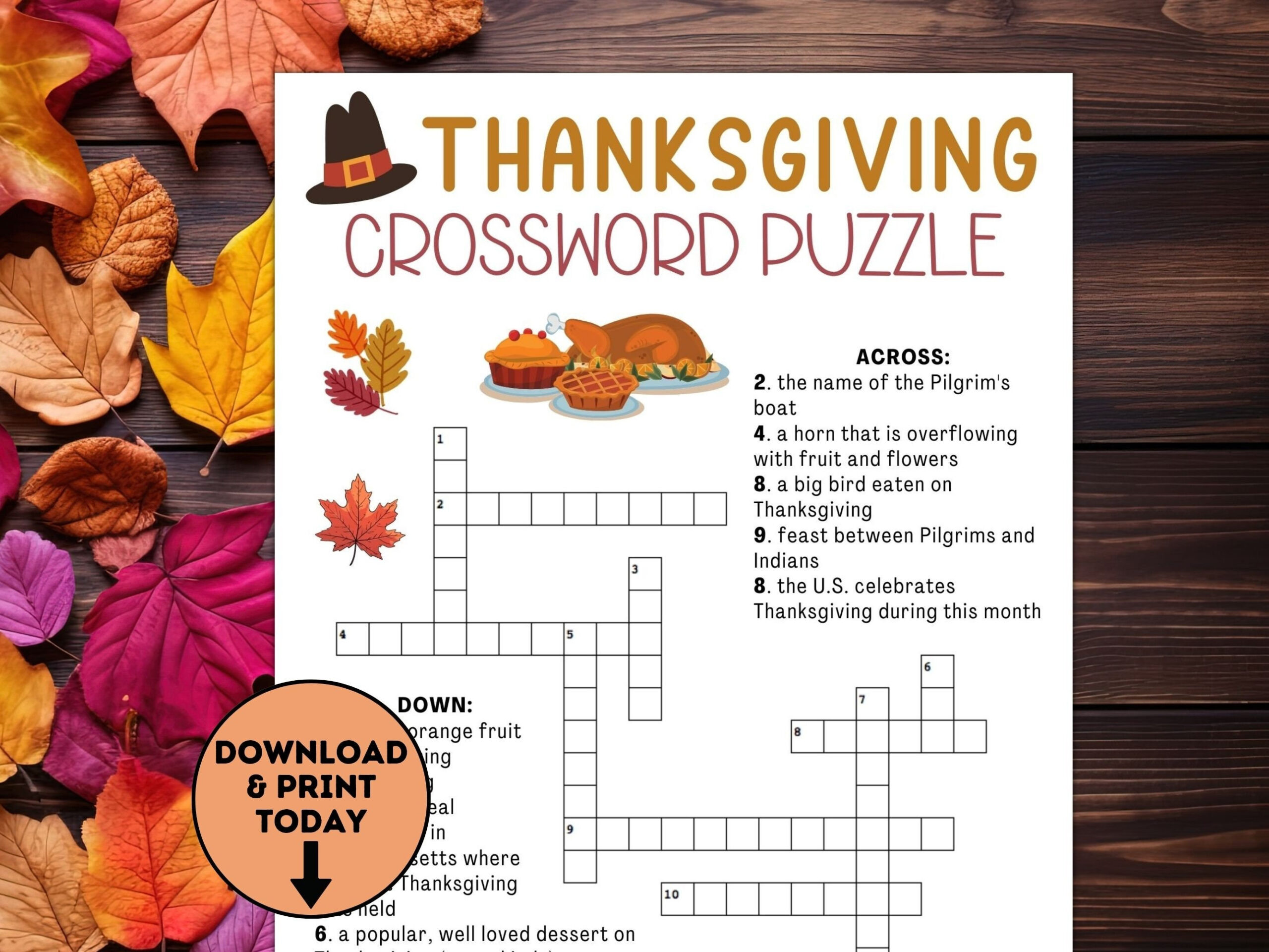 Thanksgiving Crossword Puzzle / Thanksgiving Kids Table Games with regard to Thanksgiving Crossword Puzzles