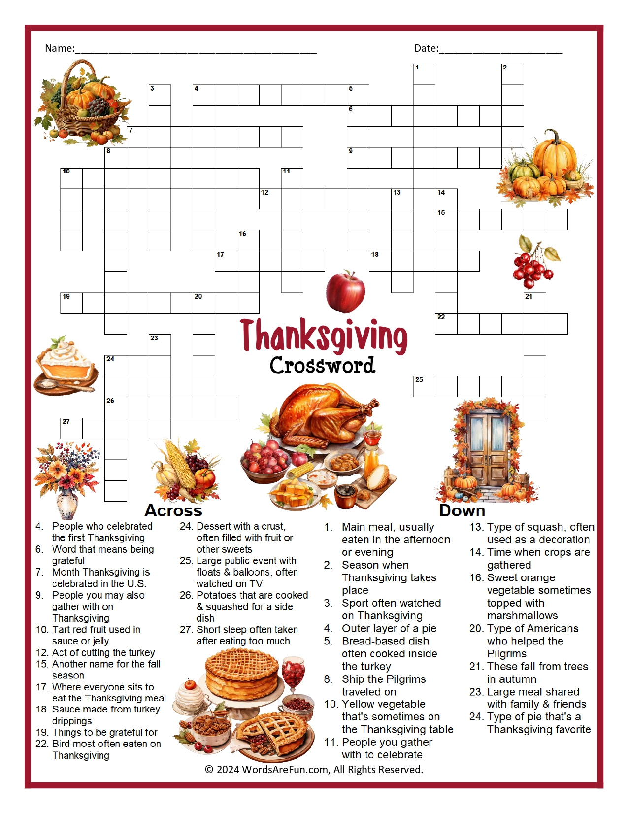 thanksgiving crossword puzzle throughout first thanksgiving foods crossword puzzle answer key Thanksgiving Crossword Puzzle throughout First Thanksgiving Foods Crossword Puzzle Answer Key