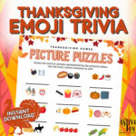 Thanksgiving Emoji Trivia Picture Puzzles, Fun Easy Friendsgiving Pertaining To Thanksgiving Games And Puzzles
