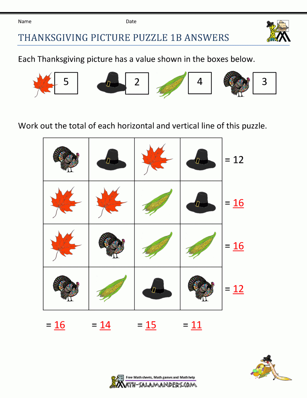 Thanksgiving Math Activities First Grade intended for Thanksgiving Feast Time Logic Puzzle Answers