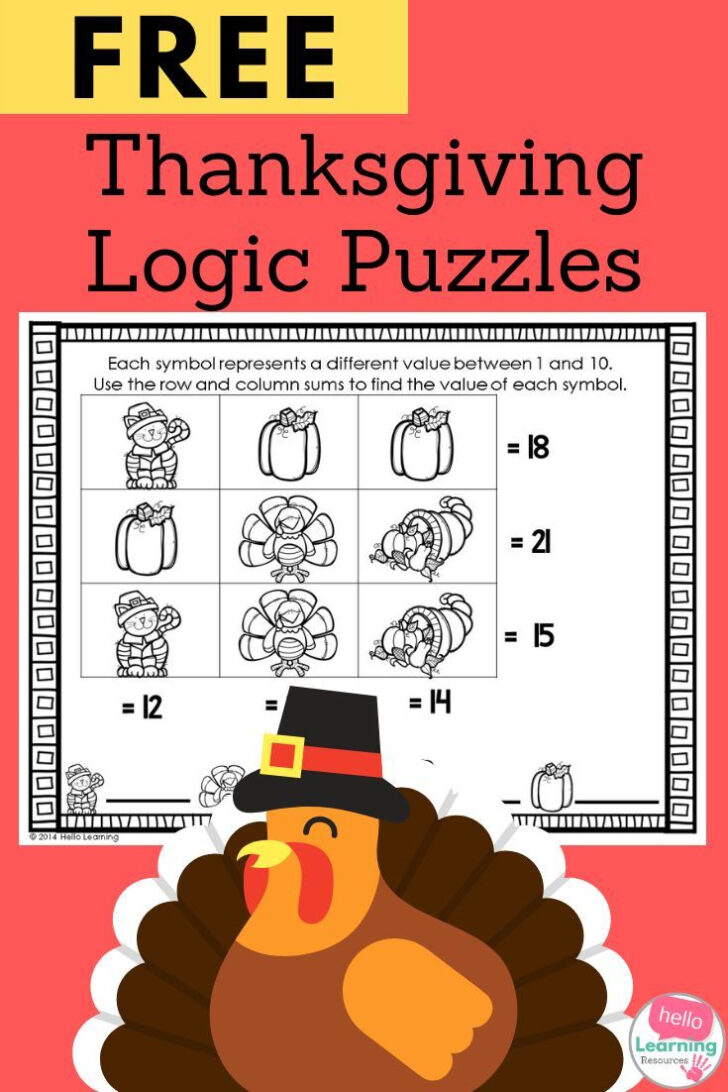Thanksgiving Logic Puzzle Printable