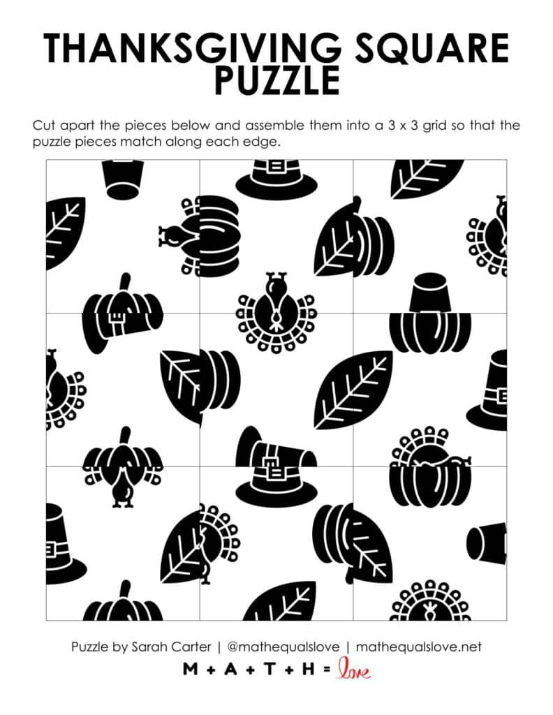 thanksgiving square edge matching puzzle math love intended for calculus ab thanksgiving puzzle answers Thanksgiving Square Edge Matching Puzzle | Math = Love intended for Calculus Ab Thanksgiving Puzzle Answers