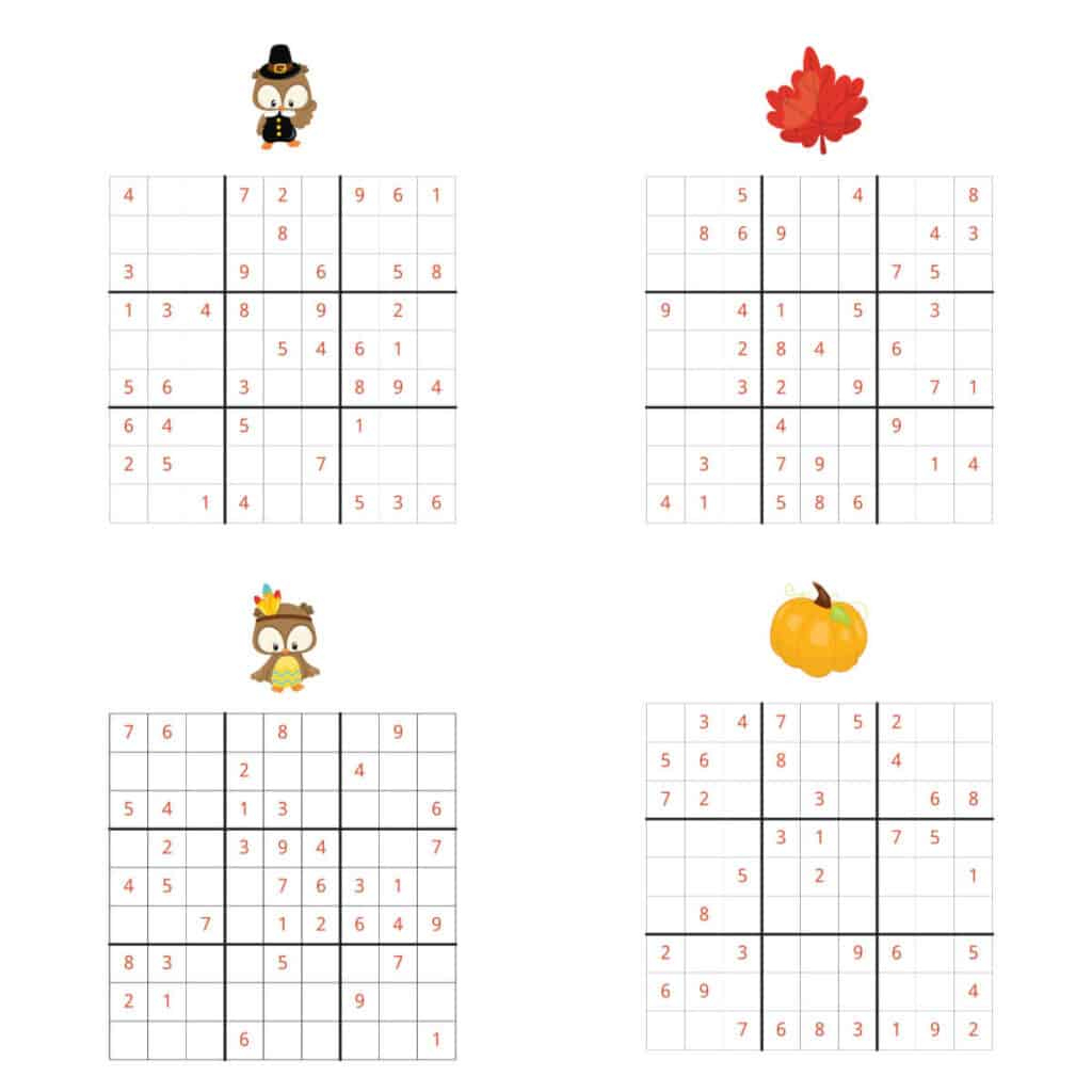thanksgiving sudoku free printable kids activity zone for thanksgiving sudoku puzzle answers Thanksgiving Sudoku - {Free Printable} - Kids Activity Zone for Thanksgiving Sudoku Puzzle Answers