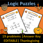 Thanksgiving Systems Of Equations | Number Sense Logic Puzzles Pertaining To Logic Puzzles Thanksgiving