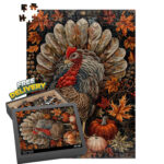 Thanksgiving Turkey Jigsaw Puzzle: William Morris Style Art   Etsy Inside Thanksgiving Puzzle 500 Pieces