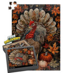 Thanksgiving Turkey Jigsaw Puzzle: William Morris Style Art   Etsy Regarding Thanksgiving Jigsaw Puzzles 500 Pieces