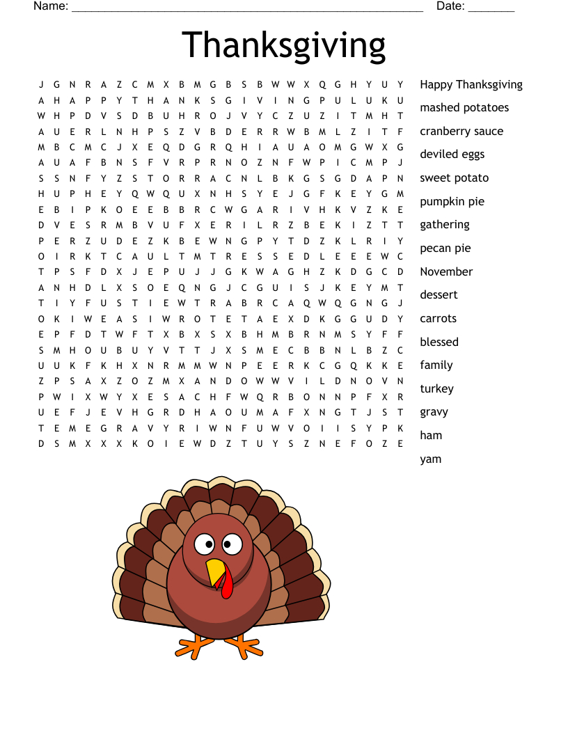 Thanksgiving Vocabulary Crossword - Wordmint pertaining to Thanksgiving Vocabulary Puzzle