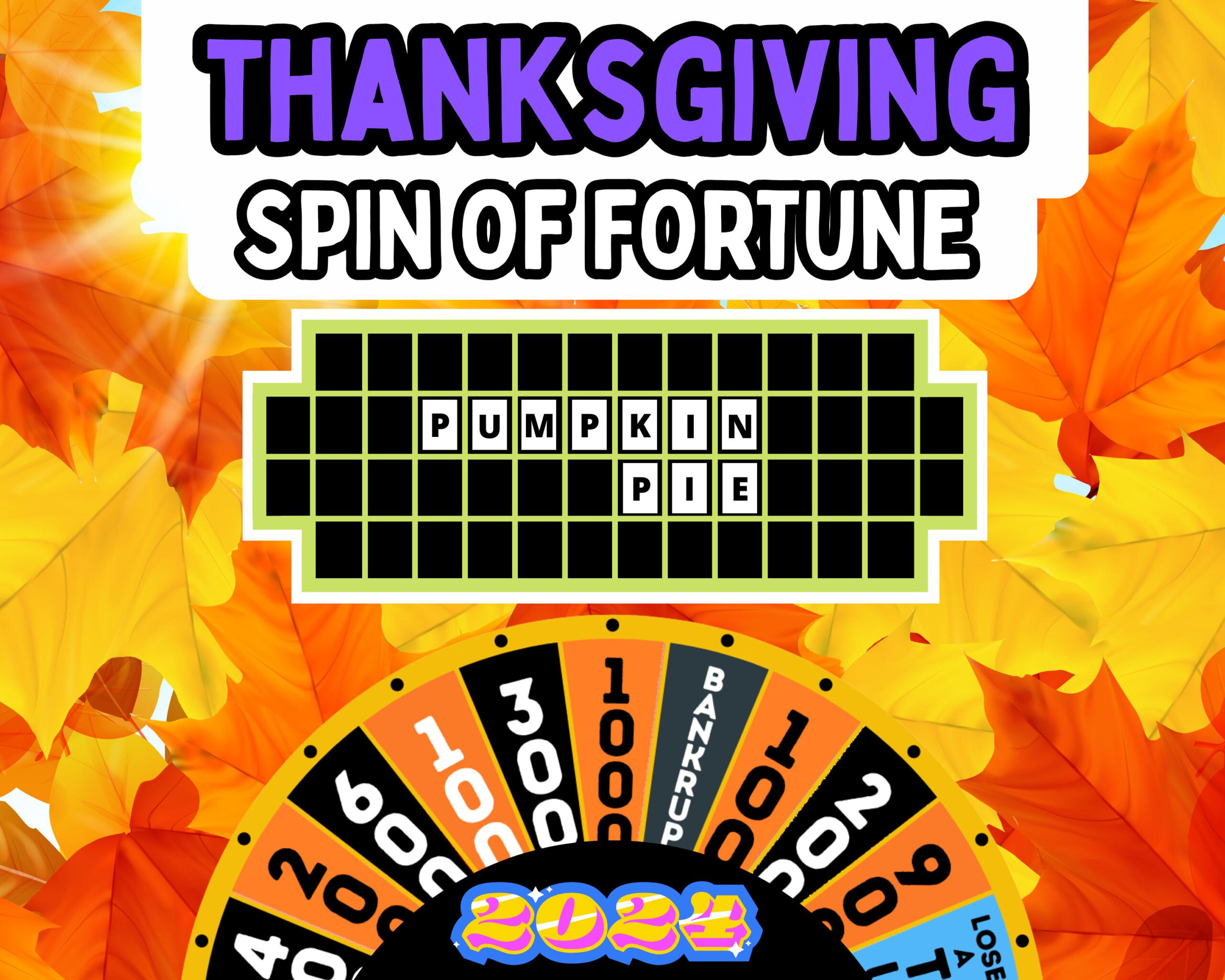 Thanksgiving Wheel Of Fortune Game: Virtual Party Fun (Digital regarding Wheel Of Fortune Thanksgiving Puzzles