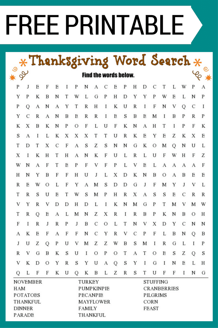 thanksgiving word search free printable inside thanksgiving printable word puzzles Thanksgiving Word Search (Free Printable!) inside Thanksgiving Printable Word Puzzles