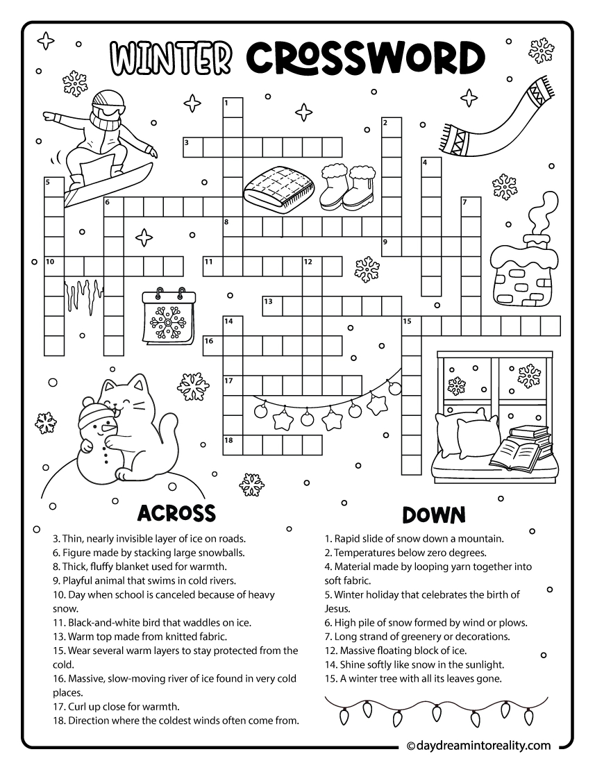 10 winter crossword puzzles free printable pdfs from easy to throughout material for christmas tree snow crossword clue 10+ Winter Crossword Puzzles – Free Printable Pdfs From Easy To throughout Material For Christmas Tree Snow Crossword Clue