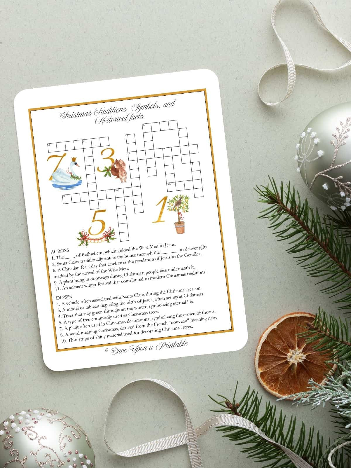 12 Days Of Christmas Crossword Puzzles (Free Printable) - Once regarding Traditional Christmas Decoration Crossword