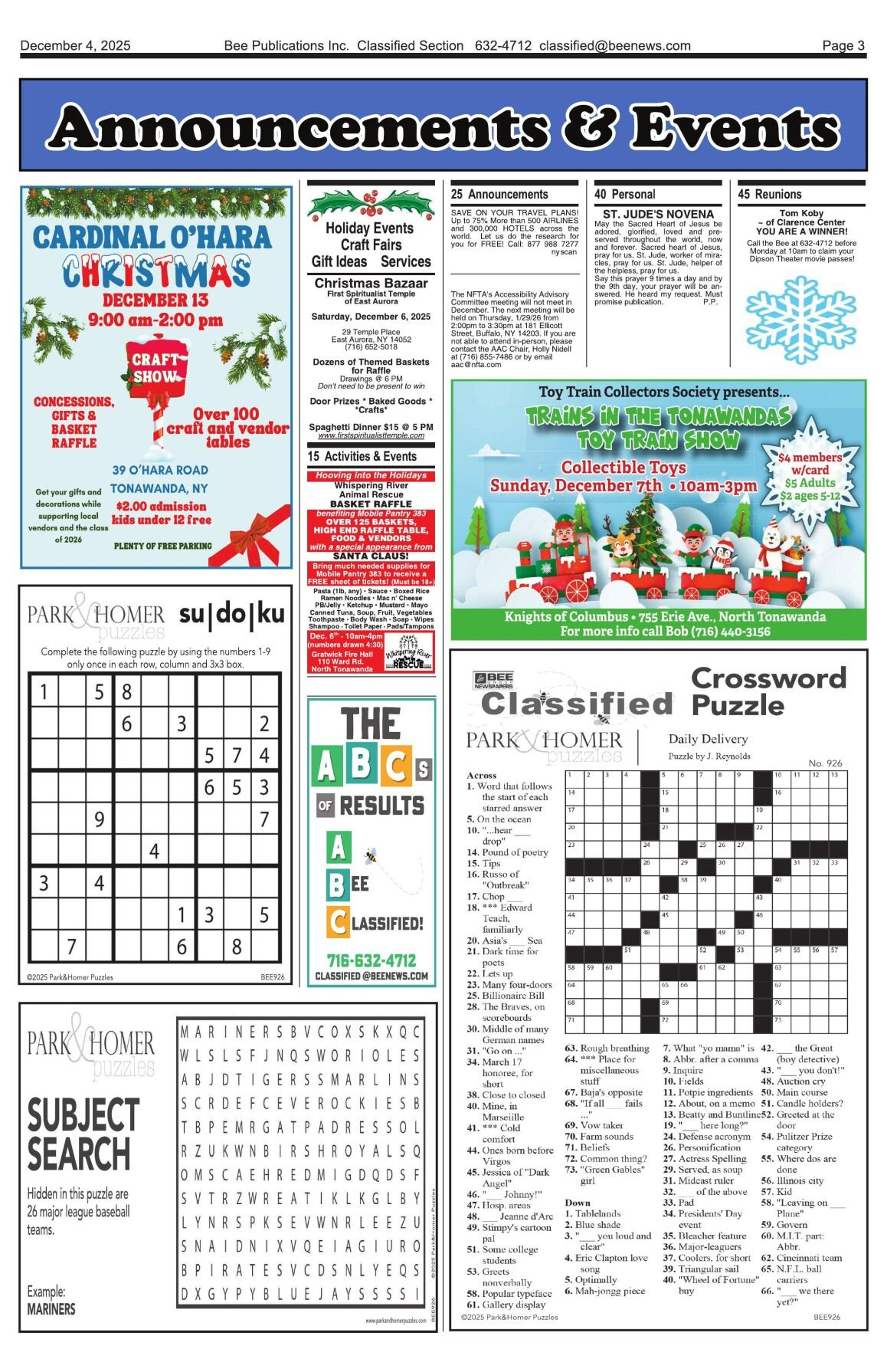 20251204-F-03 | Items For Sale | Beenews with regard to Christmas Time Sale Crossword