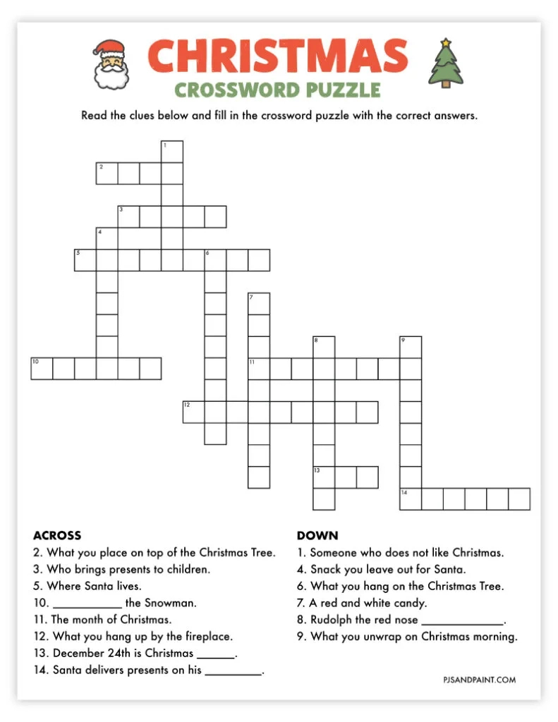 42 free printable christmas games and activities pjs and paint with christmas crossword puzzle games 42 Free Printable Christmas Games And Activities - Pjs And Paint with Christmas Crossword Puzzle Games