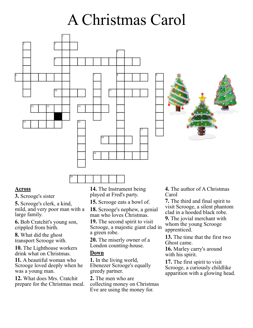 A Christmas Carol Crossword - Wordmint regarding Christmas Carols Crossword Clue 5 Letters