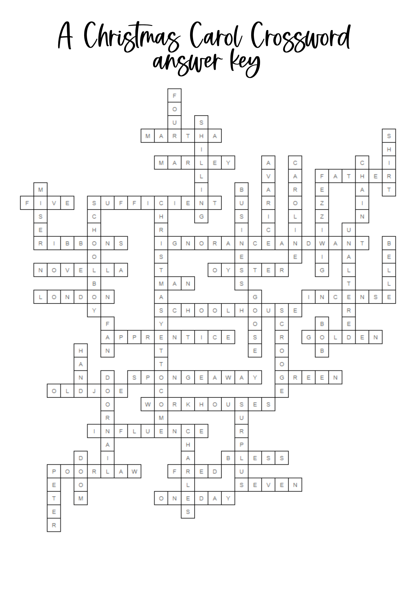 A Christmas Carol Crossword Worksheet - Mega Crossword Printable inside Popular Christmas Carol Crossword