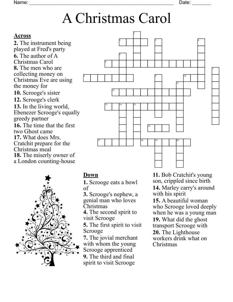 A Christmas Carol (F. Gaines Play Version) Crossword - Wordmint in Christmas Eve Visitor Crossword