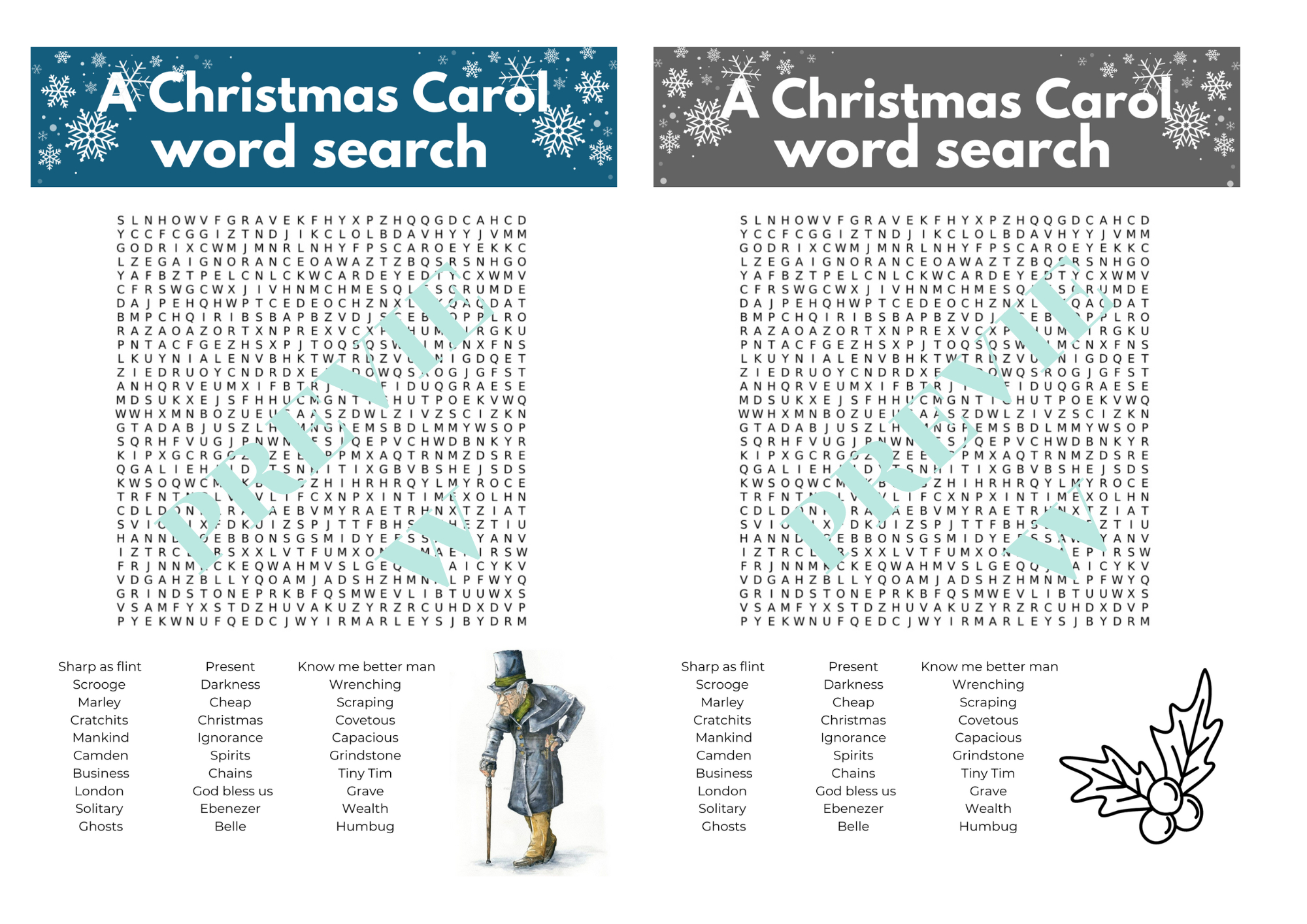 A Christmas Carol Word Search | Teaching Resources throughout A Christmas Carol Mega Crossword