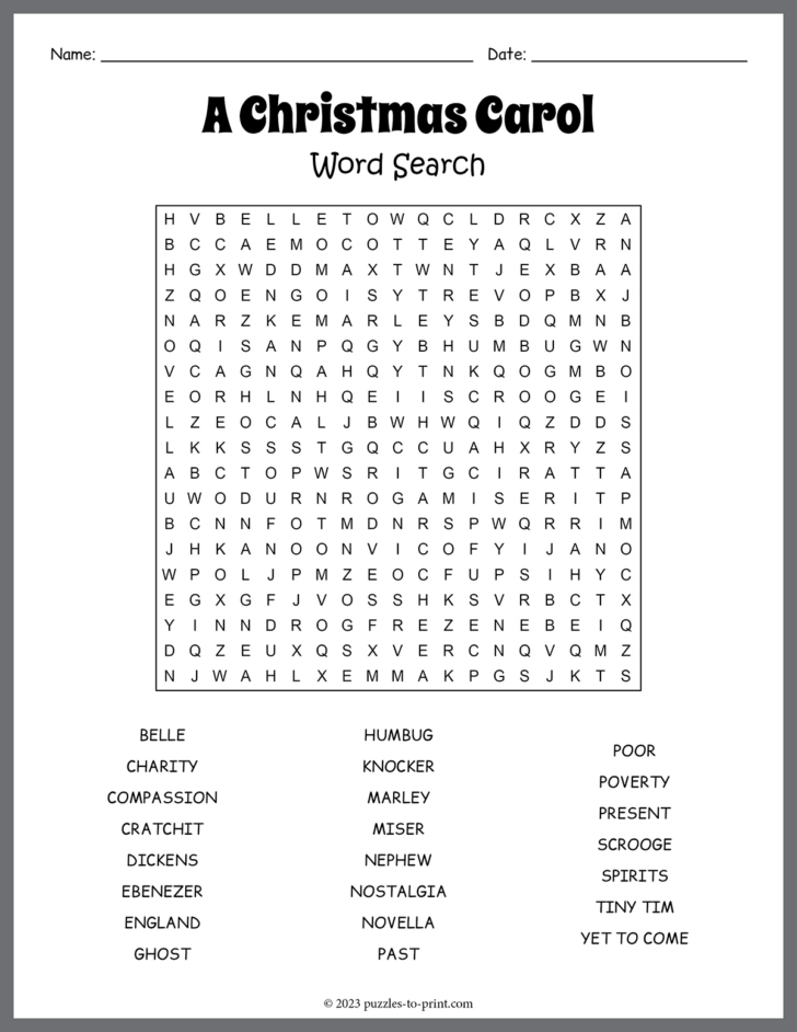 German Christmas Carol Crossword