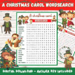 A Christmas Carol Wordsearch Printable With Answers, Fun Game For Marley Of A Christmas Carol Crossword