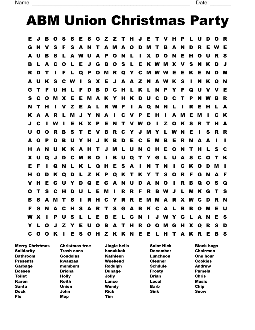 abm union christmas party word search wordmint intended for christmas party crossword clue Abm Union Christmas Party Word Search - Wordmint intended for Christmas Party Crossword Clue