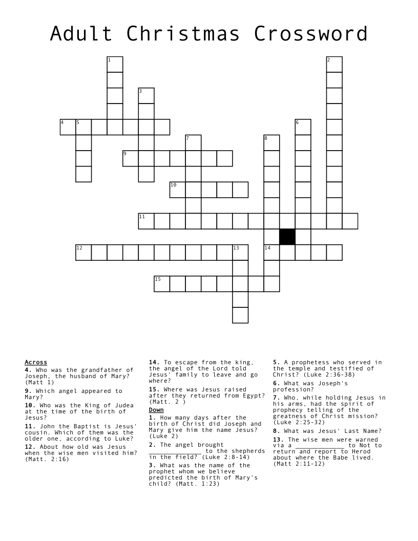 Adult Christmas Crossword - Wordmint in Adult Christmas Crossword Puzzle