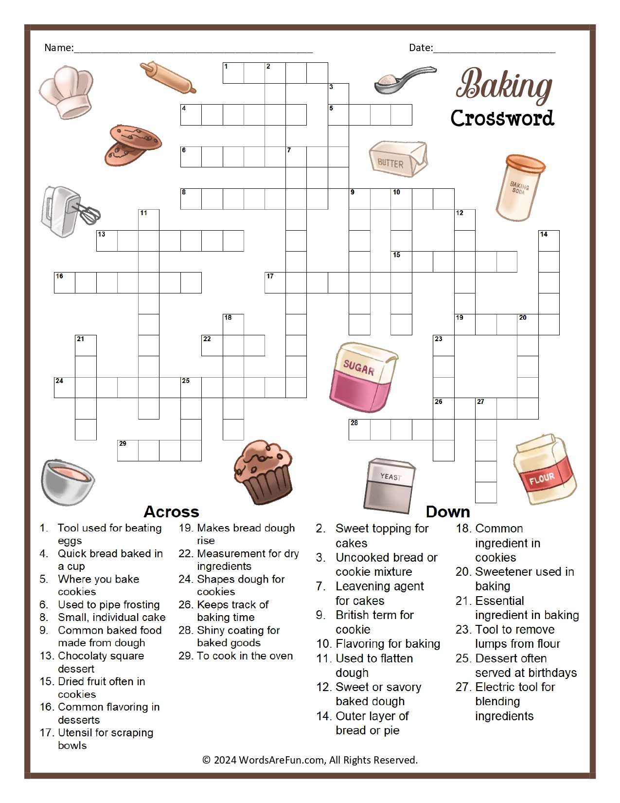 Baking Crossword Puzzle pertaining to Christmas Baked Goods Crossword Clue