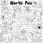 Black And White Crossword Puzzle Game For Kids About North Pole Pertaining To Christmas At The North Pole Crossword