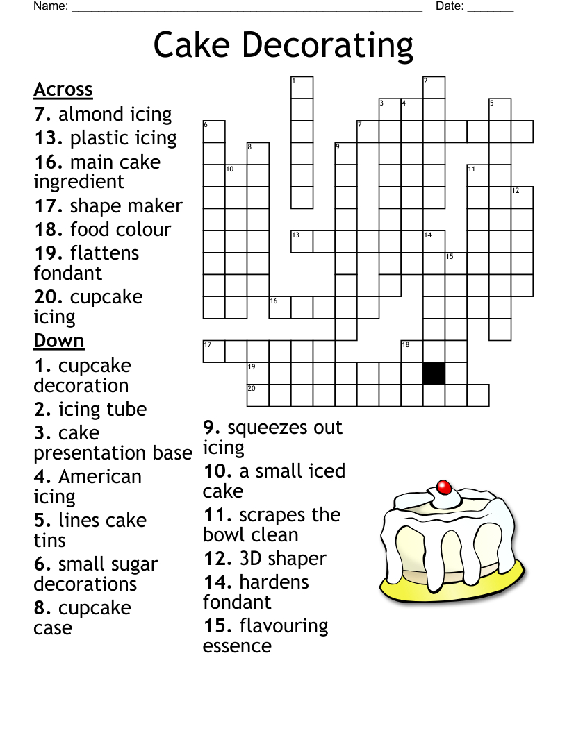 Cake Decorating Crossword - Wordmint pertaining to Christmas Baked Goods Crossword Clue