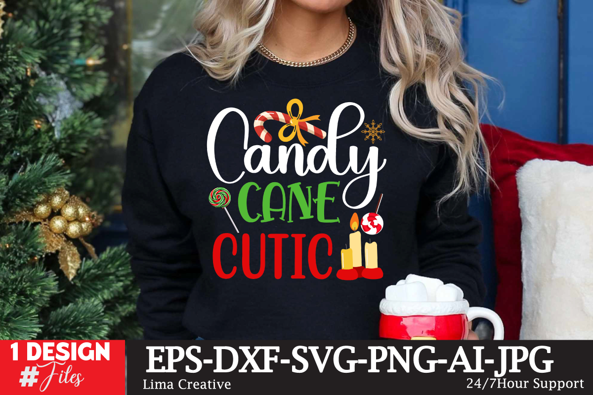 Candy Cane Cutic T-Shirt Design, Winter Svg Bundle, Christmas Svg for Yankee Blank Christmas Party Tradition Crossword