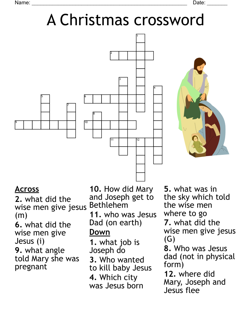 Christmas Bible Trivia Crossword - Wordmint intended for Bible Christmas Crossword Puzzle