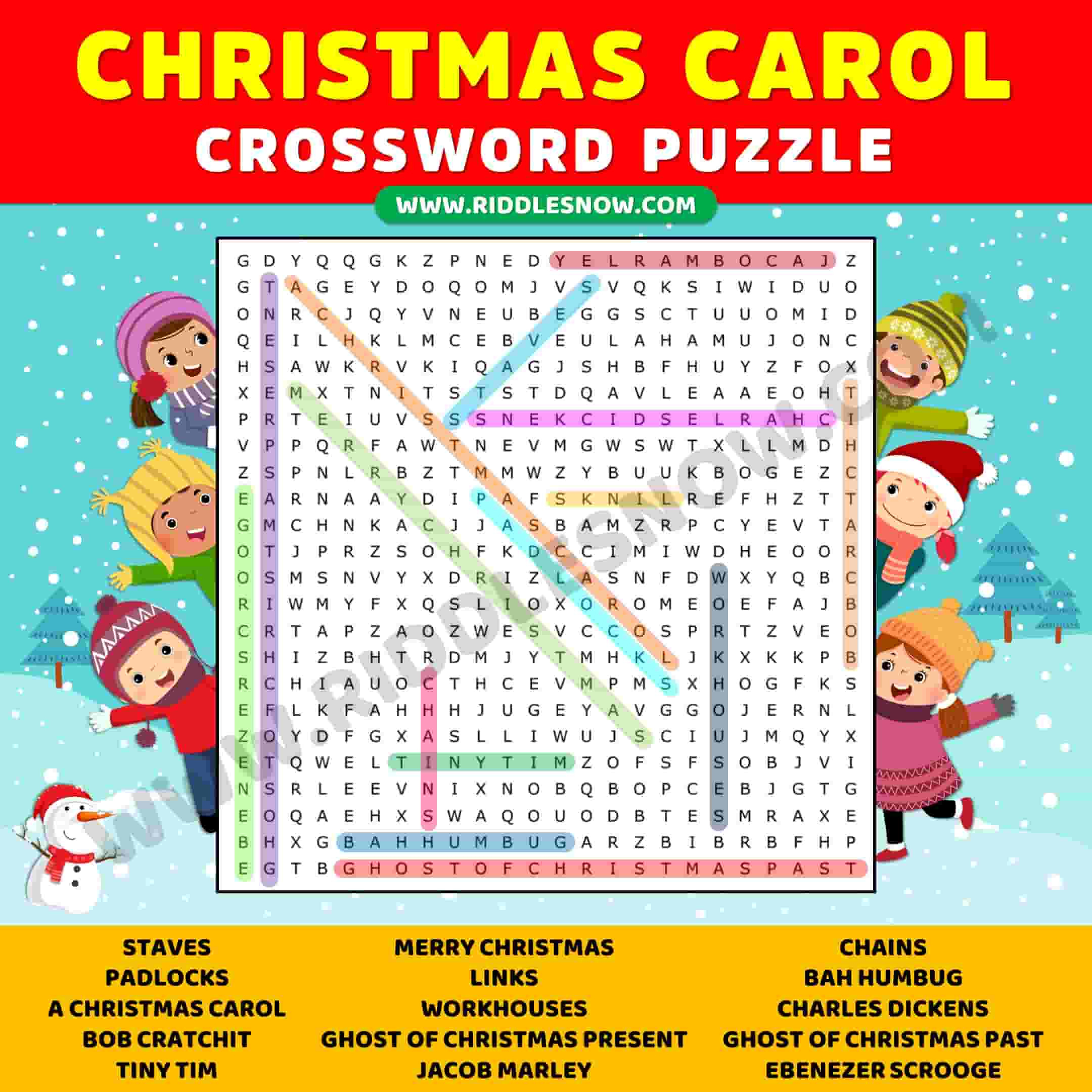Christmas Carol Crossword Puzzles With Answer Keys - Riddles Now for Christmas Carol Crossword Who Should Come Answer