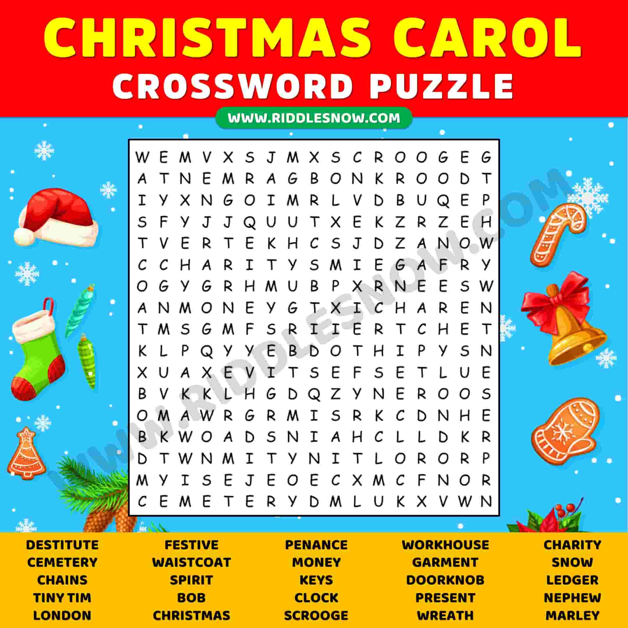 Christmas Carol Crossword Puzzles With Answer Keys - Riddles Now regarding Marley of a Christmas Carol Crossword Clue