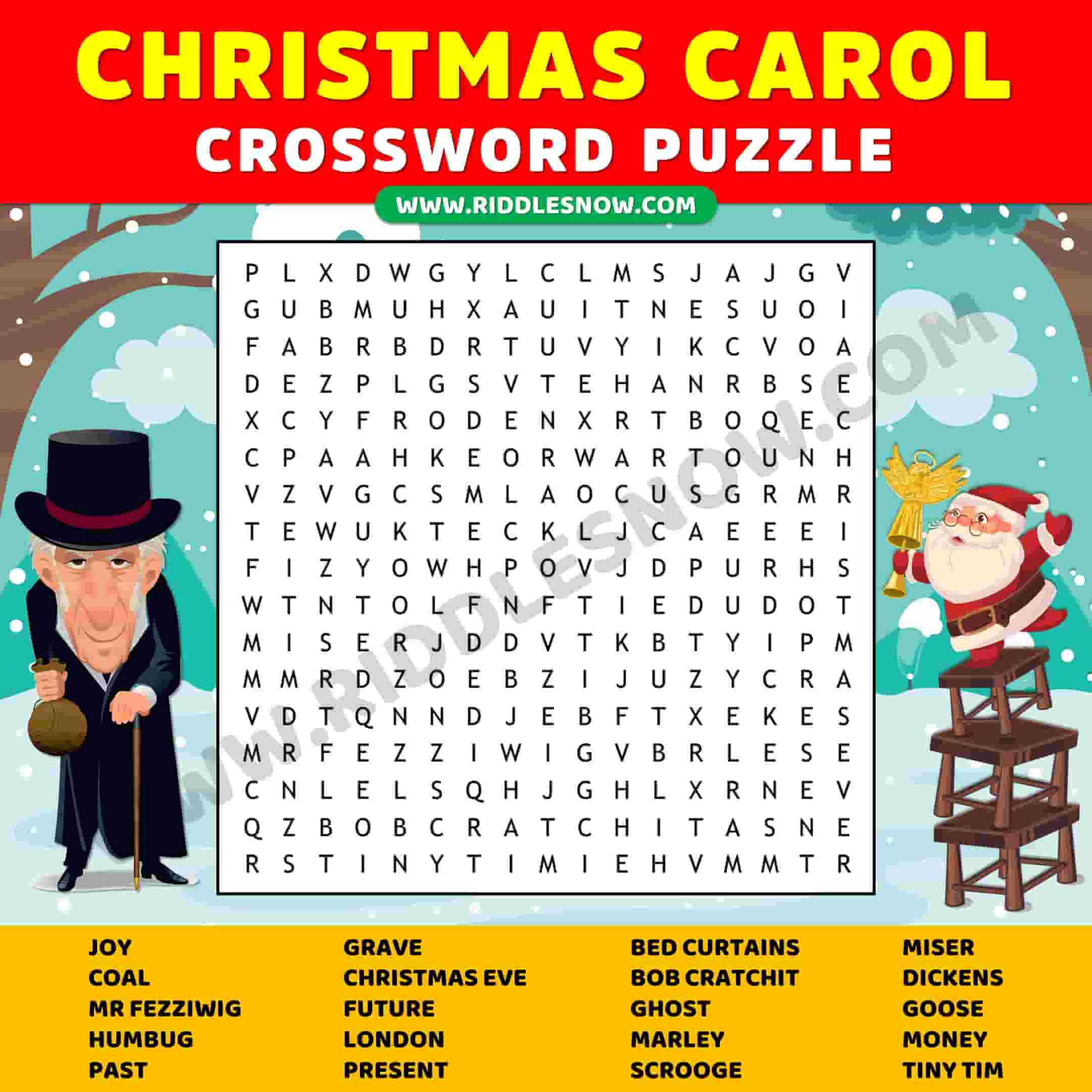 Christmas Carol Crossword Puzzles With Answer Keys - Riddles Now within Christmas Carol Crossword Answer Key