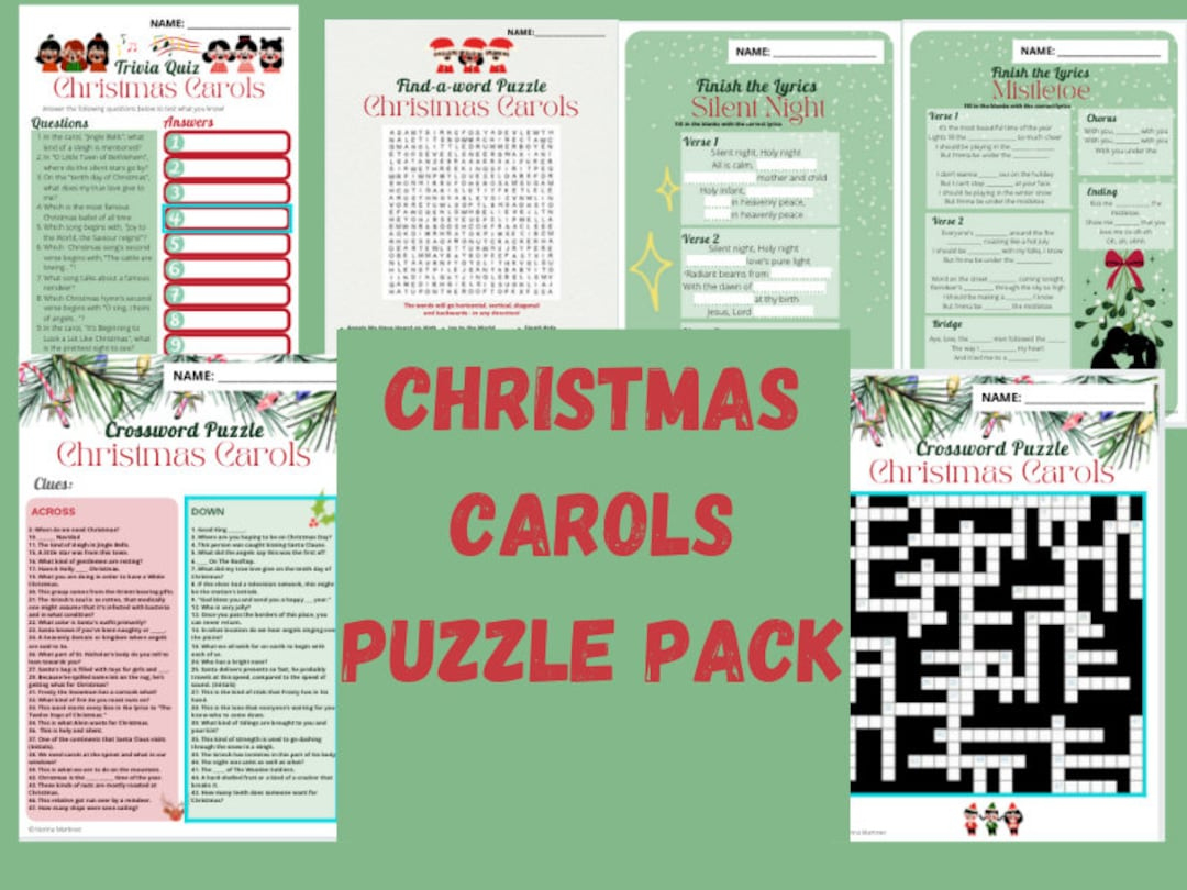 christmas carol puzzles activity pack 4 etsy within christmas song trio crossword clue Christmas Carol Puzzles Activity Pack - 4 - Etsy within Christmas Song Trio Crossword Clue