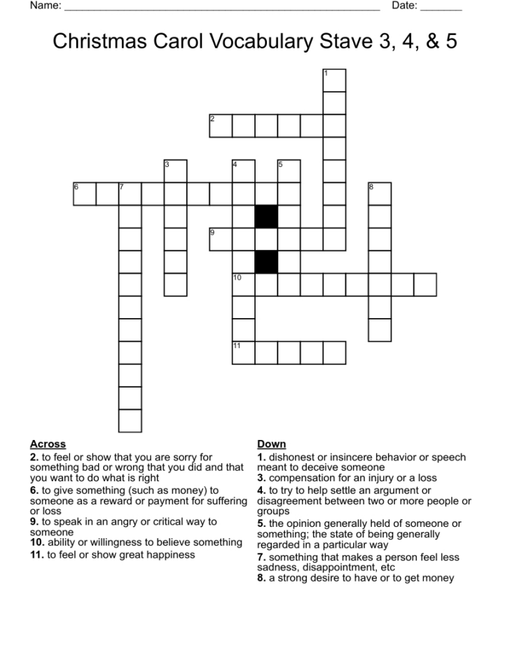 A Christmas Carol Crossword Answers A Christmas Carol Crossword Answers