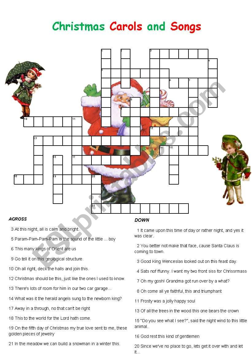 christmas carols and songs crossword esl worksheetenglishchris with regard to listen to christmas carolers crossword Christmas Carols And Songs Crossword - Esl Worksheetenglishchris with regard to Listen to Christmas Carolers Crossword