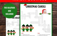 Christmas Carols Crossword Puzzle: Holiday Family Game (Digital in Christmas Carols Crossword Puzzle Printable