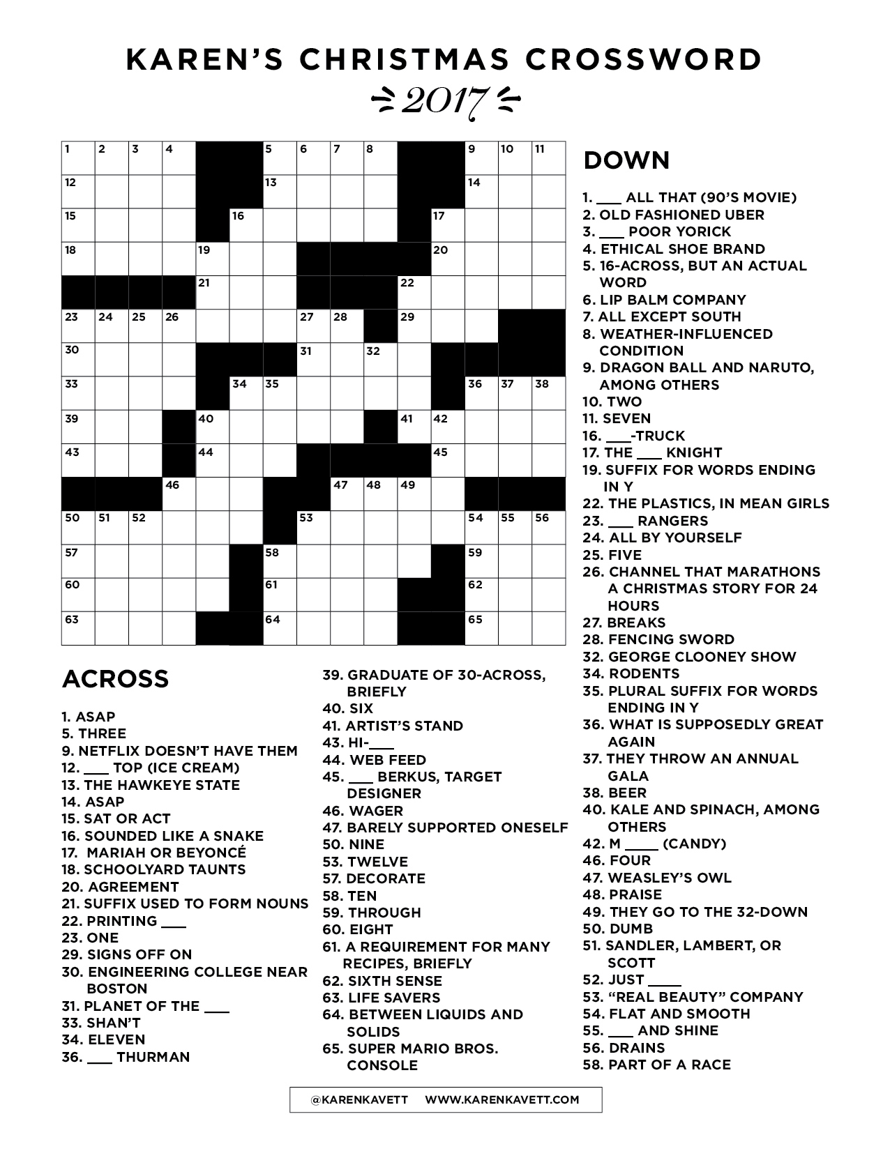 christmas crossword 2017 karen kavett with merry christmas crossword puzzle Christmas Crossword 2017 - Karen Kavett with Merry Christmas Crossword Puzzle