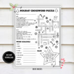 Christmas Crossword Activity Puzzle  "Christmas Worksheets" Winter For Storage Area For Christmas Toys Crossword
