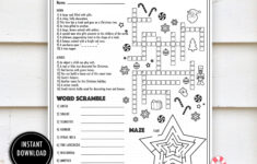 Christmas Crossword Activity Puzzle- "Christmas Worksheets" Winter in Christmas Holiday Crossword Puzzle
