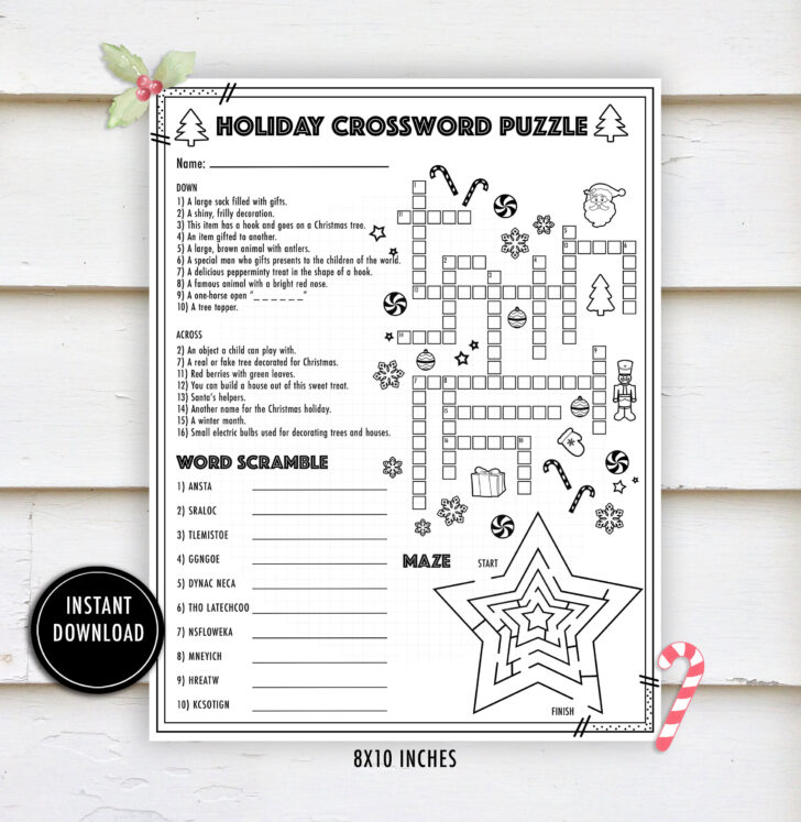 Christmas Holiday Crossword Puzzle