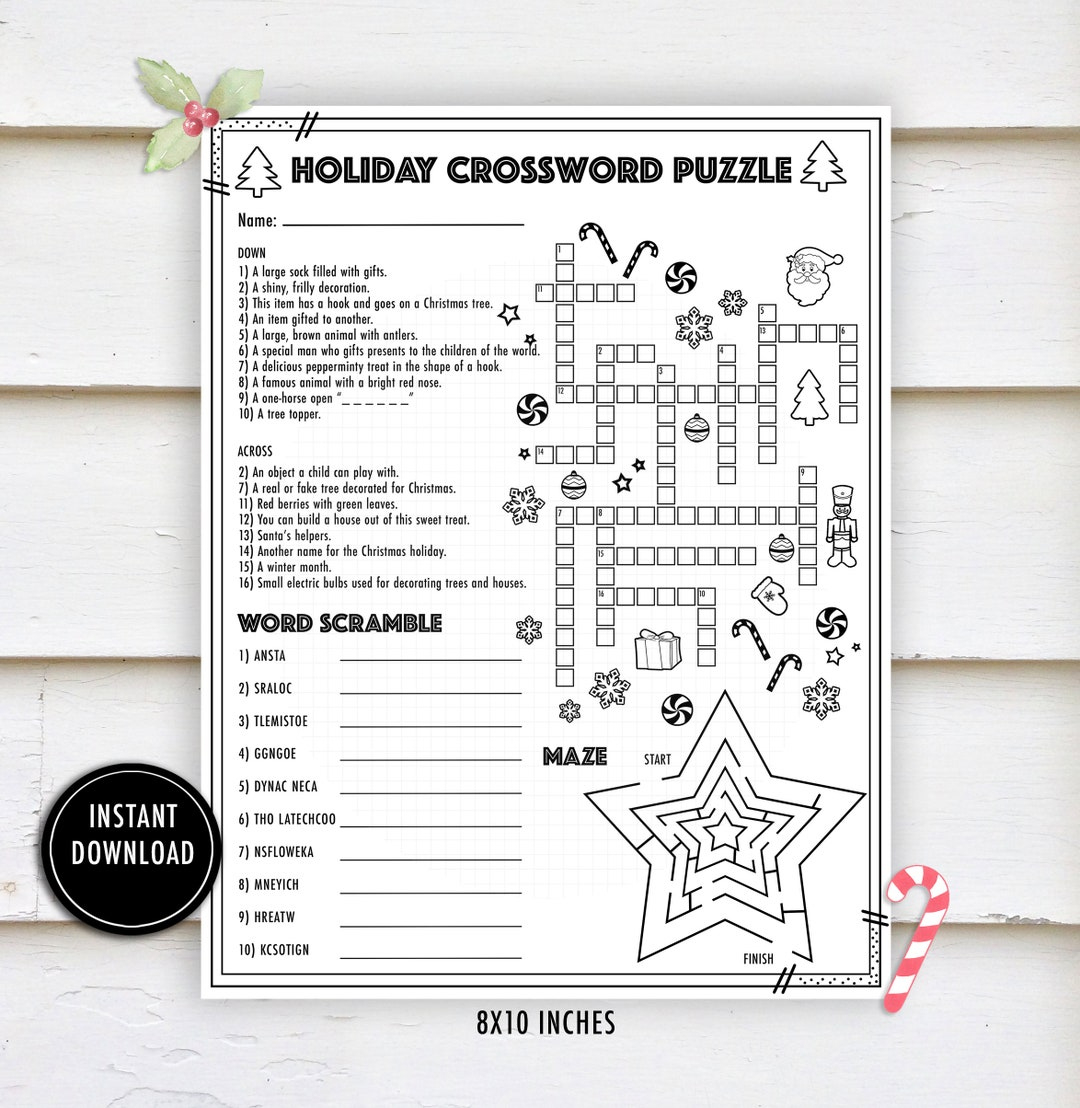 Christmas Crossword Activity Puzzle- &amp;quot;Christmas Worksheets&amp;quot; Winter regarding Spot For Christmas Decorations Crossword