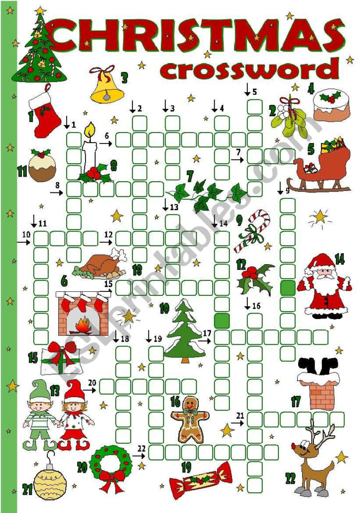 Christmas Crossword Puzzle Worksheet Answer Key