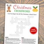 Christmas Crossword Game | Printable Christmas Word Puzzle | Christmas  Crossword Clues To Solve | Christmas Trivia Quiz | Instant Download Inside Christmas Song Crossword Clue 4 Letters