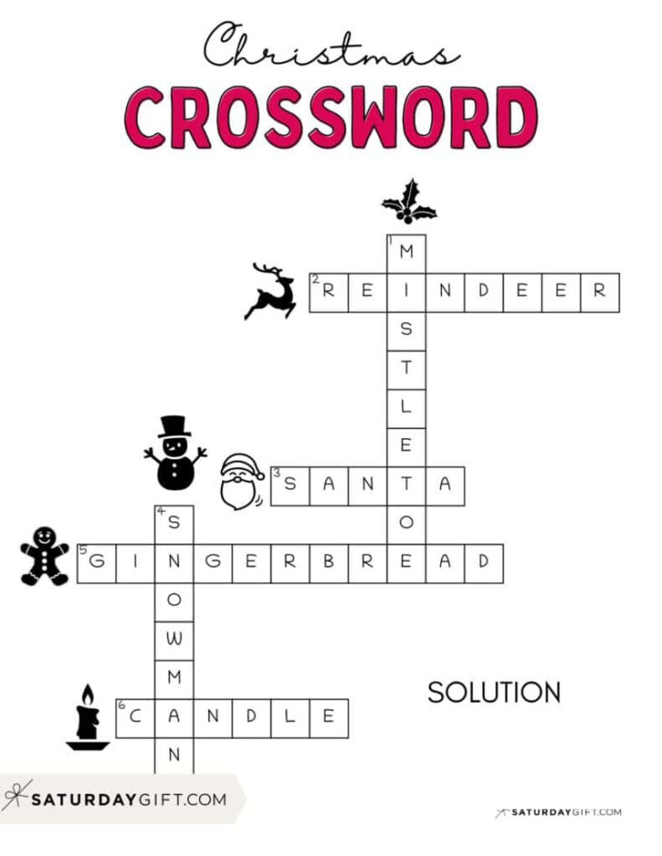 Christmas Crossword Puzzle Key Christmas Crossword Puzzle Key