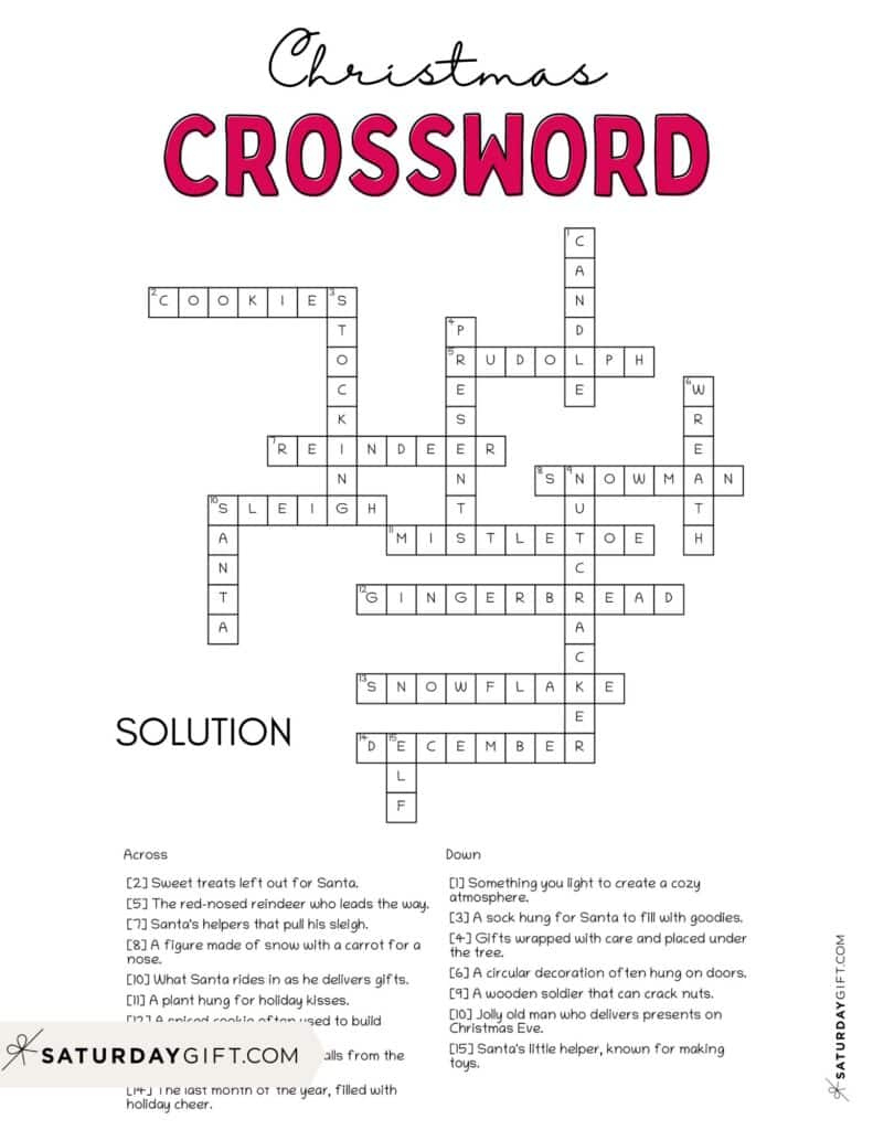 christmas crossword puzzle cute free printable saturdaygift inside easter or christmas crossword clue Christmas Crossword Puzzle - Cute & Free Printable | Saturdaygift inside Easter Or Christmas Crossword Clue