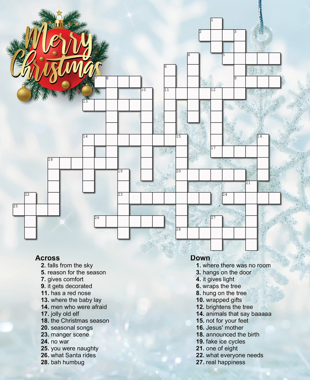 christmas crossword puzzle etsy australia within in a manger christmas carol crossword Christmas Crossword Puzzle - Etsy Australia within In A Manger Christmas Carol Crossword