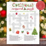 Christmas Crossword Puzzle Game Printable For Kids And Adults For Christmas Material Crossword Clue